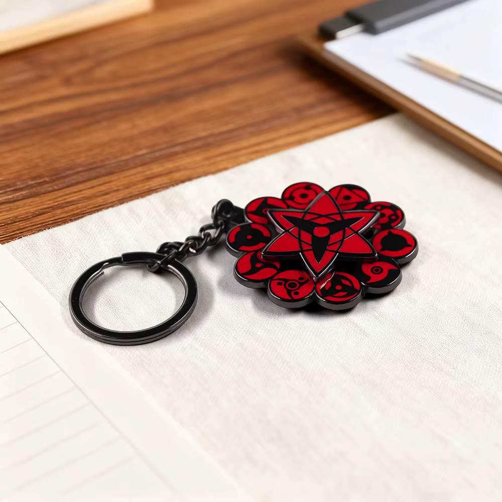 Porte-clés rotatif Mangekyou Sharingan toutes formes, accessoire pour sac et clés, cadeau pour fans d'anime