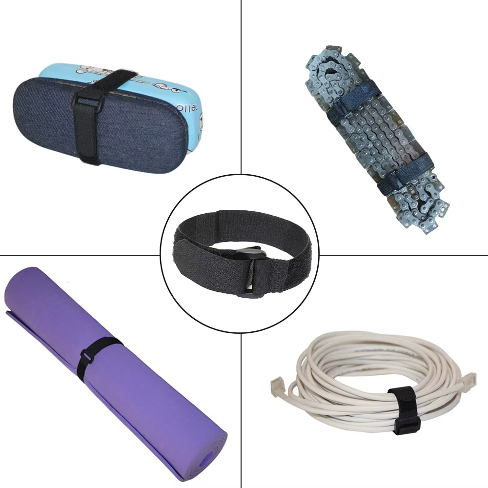 Sangle de roue de vélo réutilisable, attaches de câble en nylon, crochet et boucle, attaches de câble durables, multi-usages, sangles de câble de fixation auto-adhésives, 2.5x30cm, 5 pièces