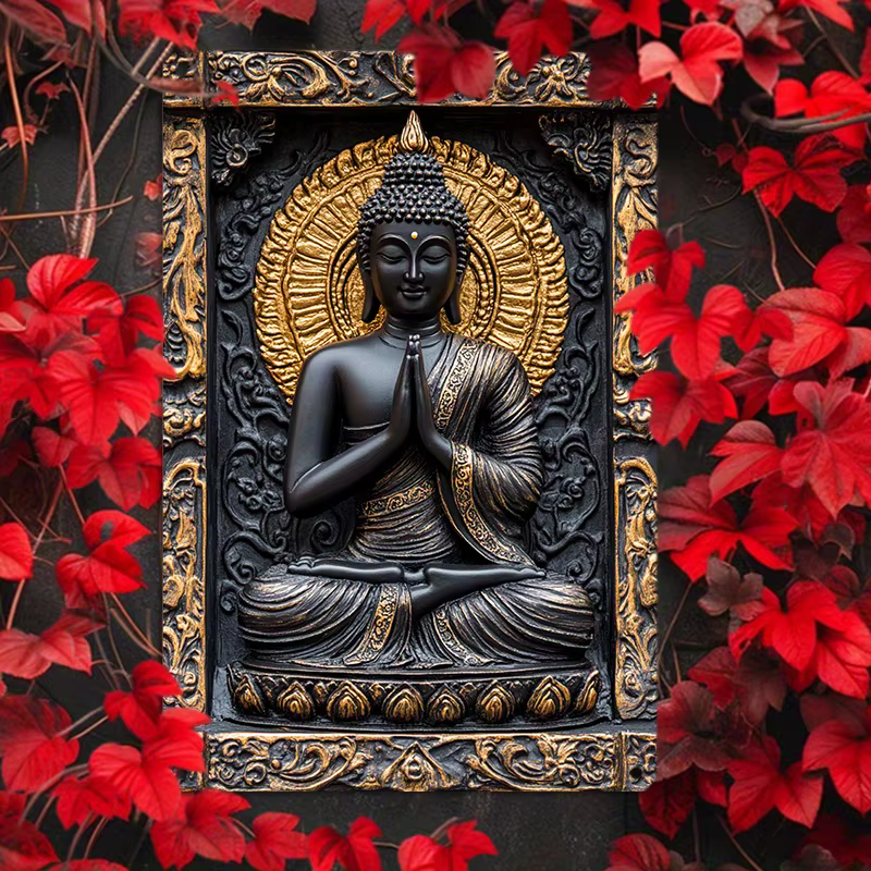 Art mural en aluminium de méditation de figure spirituelle