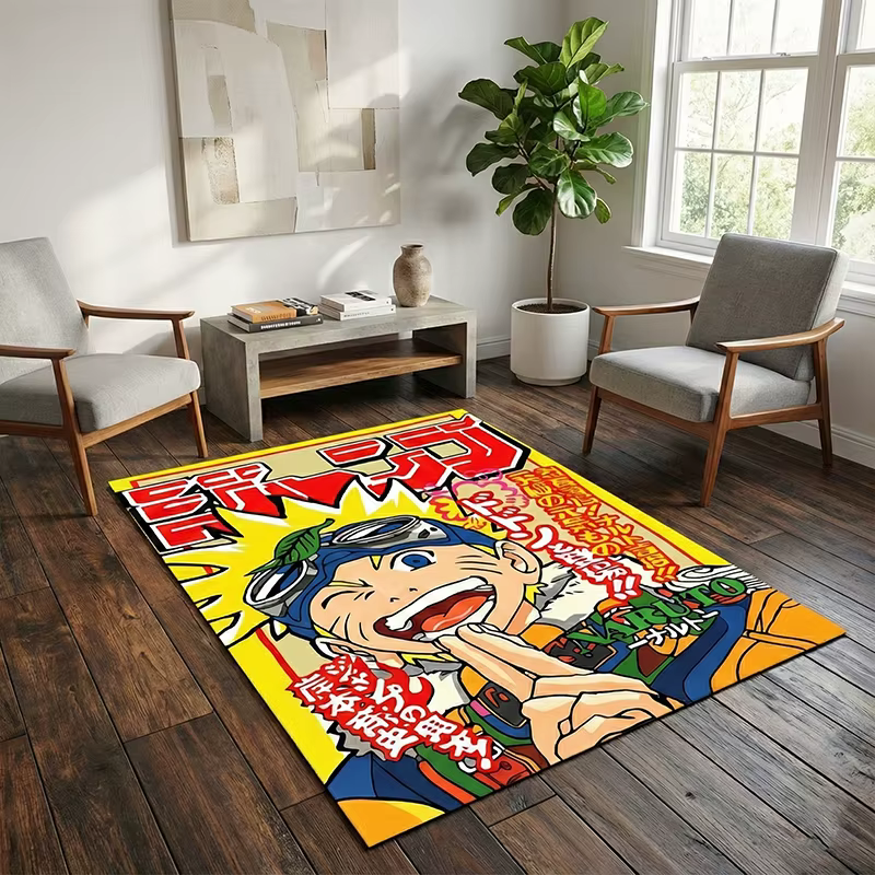 Tapis de sol Naruto avec personnage Naruto, doux et antidérapant, décoration de maison, salon, chambre à coucher, pour les Fans d'anime