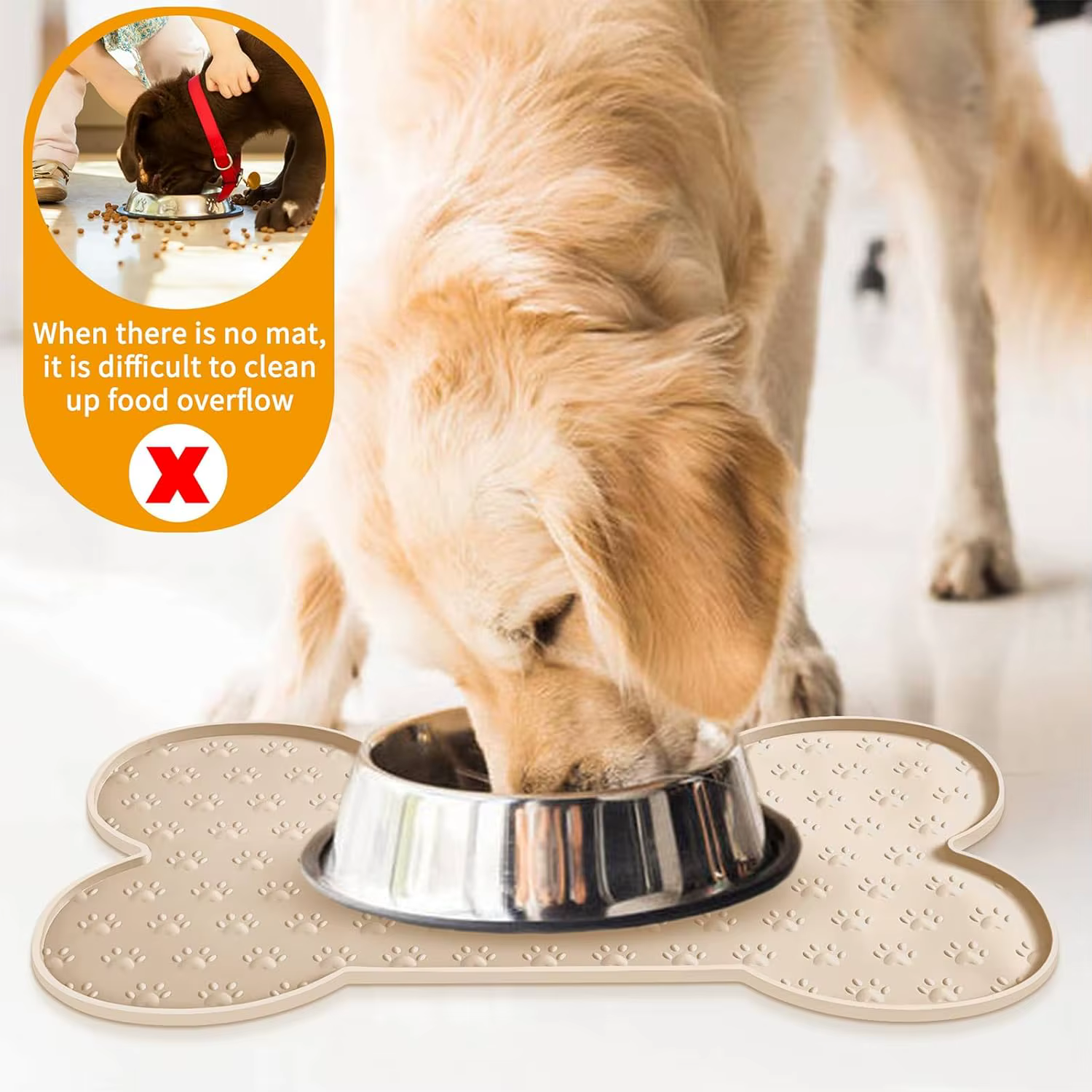 Tapis pour nourriture pour chien, tapis antidérapant en silicone pour bol de chien, tapis épais pour animaux de compagnie, tapis imperméable pour mangeoire pour chat, plateau pour manger pour chiens e