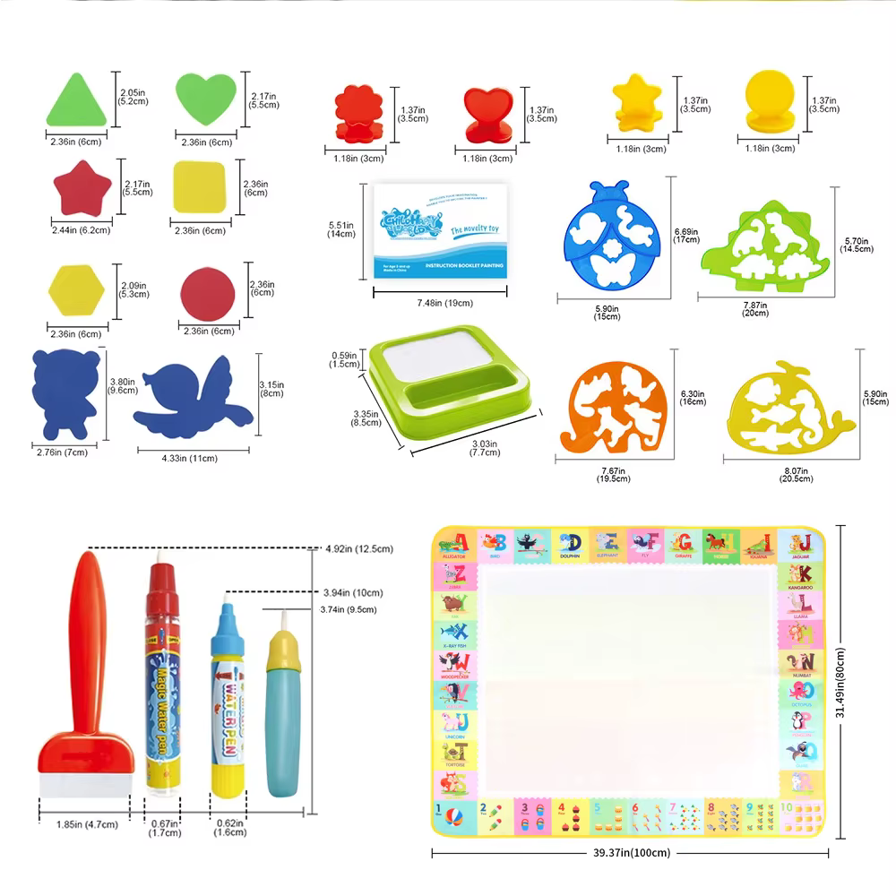 Tapis de dessin à l'eau magique 100x80CM, gribouillage à colorier avec stylos magiques réutilisables, planche de peinture Montessori, jouets éducatifs, cadeaux pour enfants