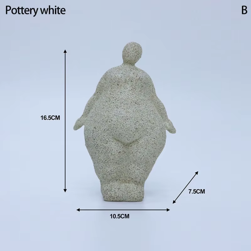 Sculpture abstraite de femme en yoga en résine rouge terre cuite