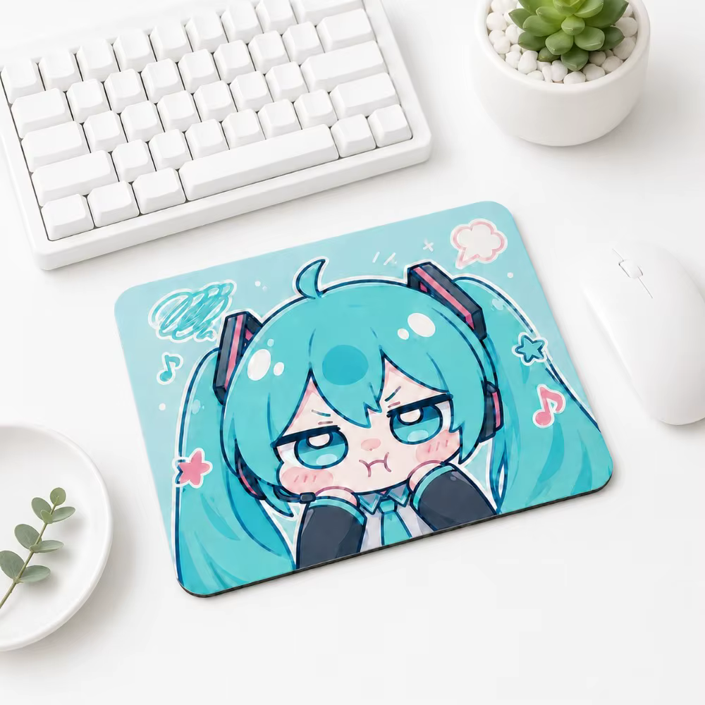 Tapis de souris Hatsune Miku, base en caoutchouc antidérapante, surface en tissu doux, tapis de bureau anime pour bureau/maison/PC