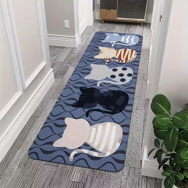 Tapis de cuisine long avec motif de chiot teckel endormi mignon sur fond rose, tapis antidérapant pour buanderie, entrée, décoration intérieure