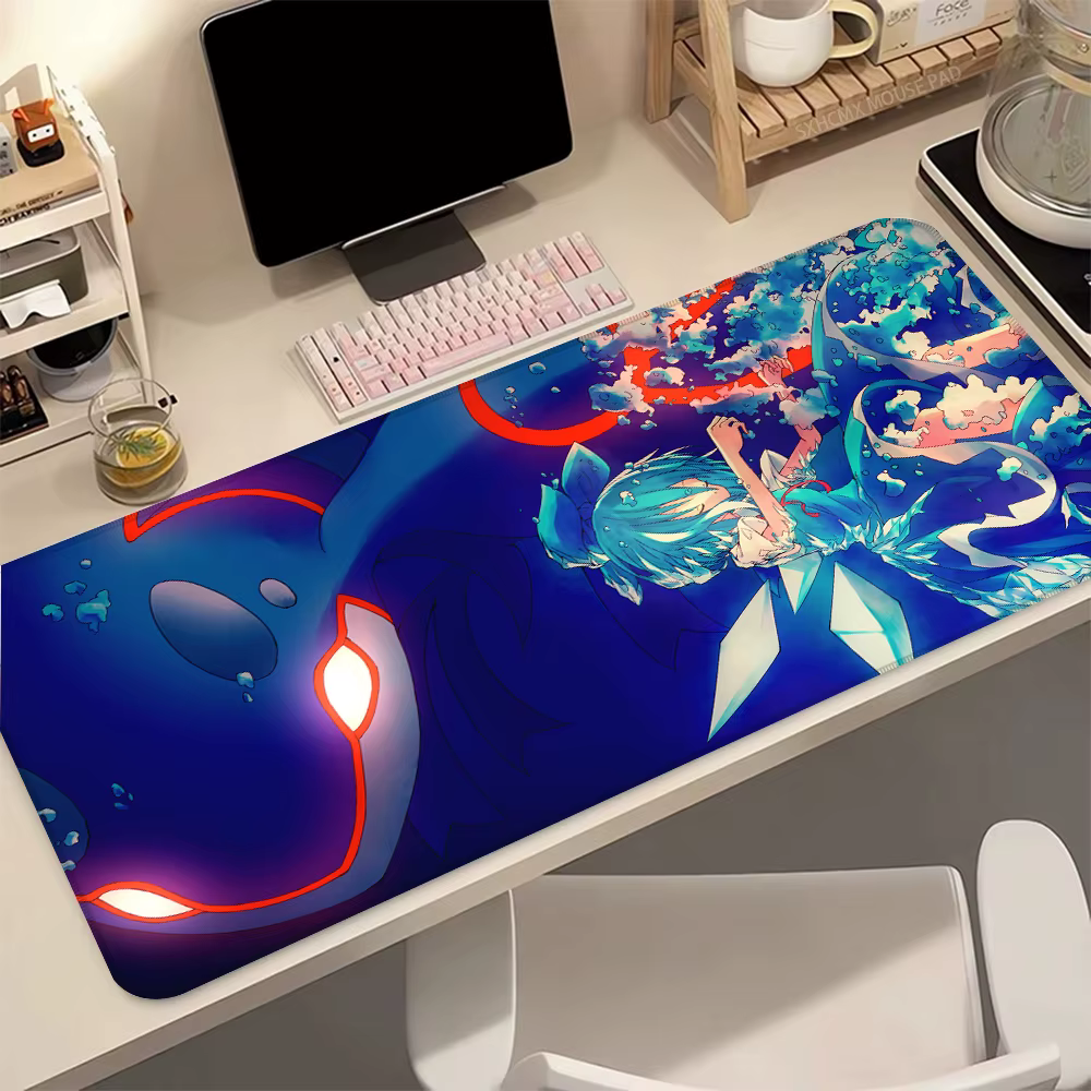 Tapis de souris de jeu P-Pokemon Kyogre XL, grand tapis de souris étendu, base en caoutchouc antidérapante, bords cousus, impression HD pour PC Gamer, tapis de bureau