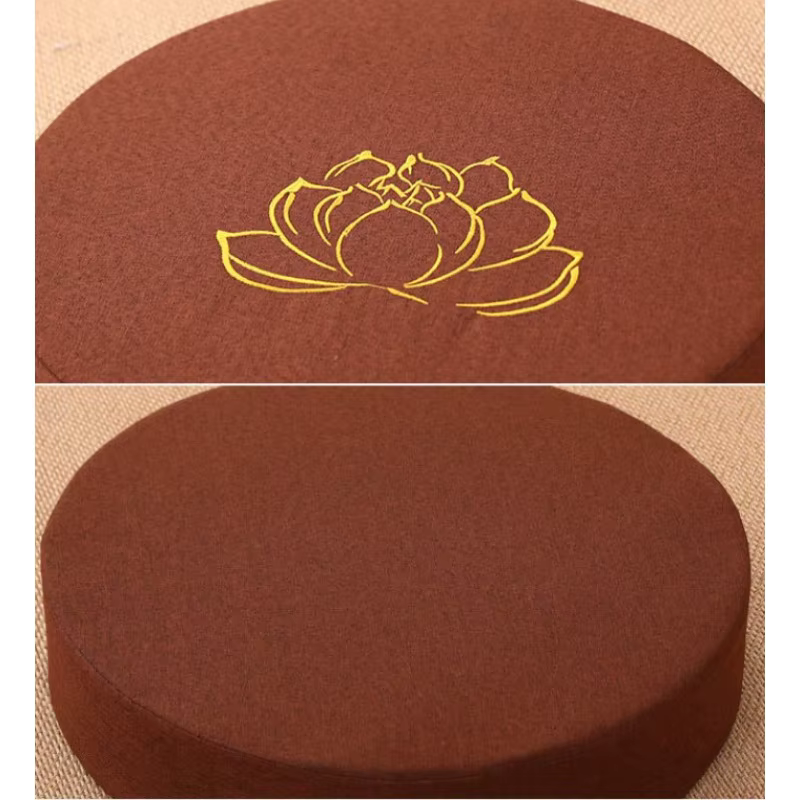 Coussin de méditation rond brodé à la main