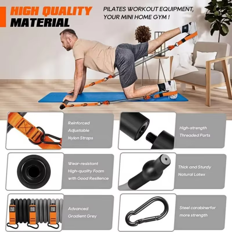 Ensemble de Pilates à domicile avec bandes de barre de résistance