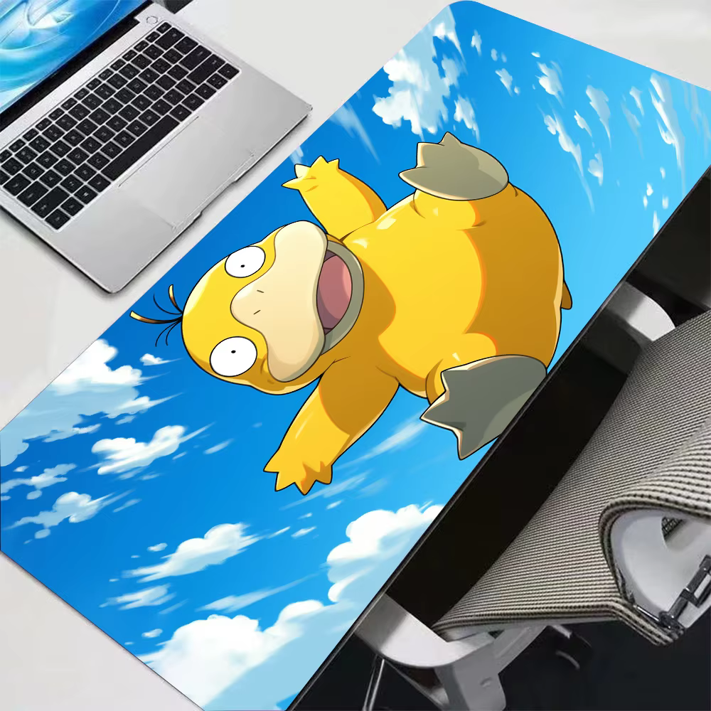 Tapis de souris de jeu Pokemon Psyduck, grand tapis de bureau XXL, tapis de souris de dessin animé, antidérapant, imperméable, pour clavier, pour joueur, bureau