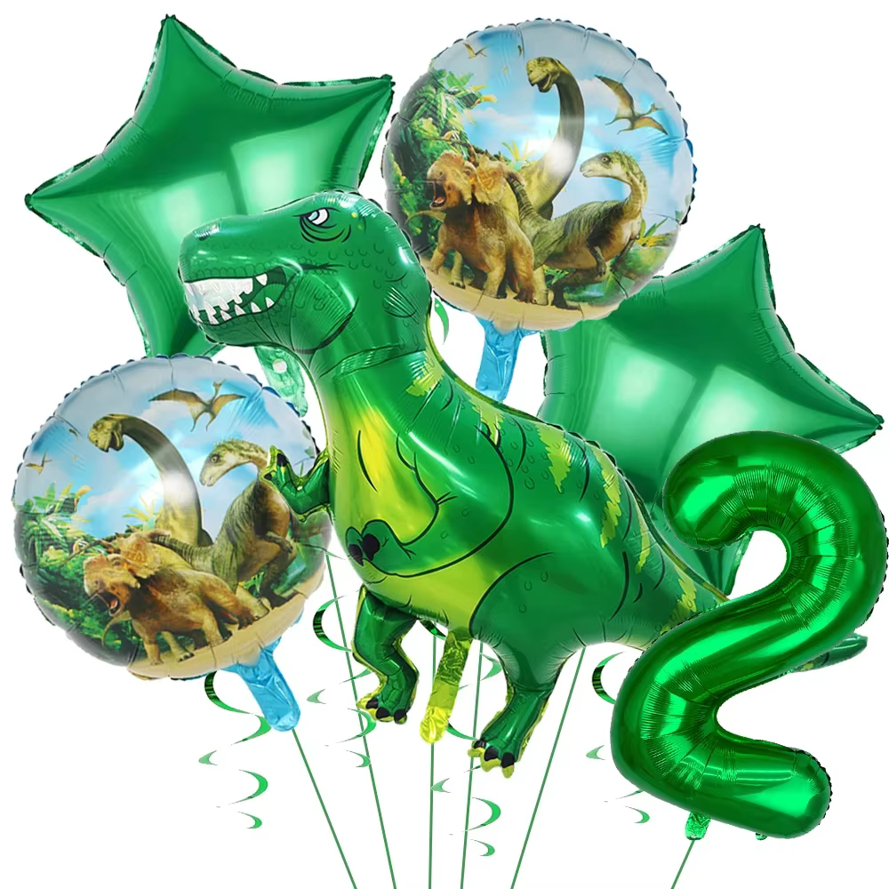 Ballons Dinosaures Joyeux Anniversaire Kit de Ballons en Aluminium Chiffres et Étoiles Dinosaures Idéal pour Décorer les Fêtes sur le Thème de la Jungle Jouets