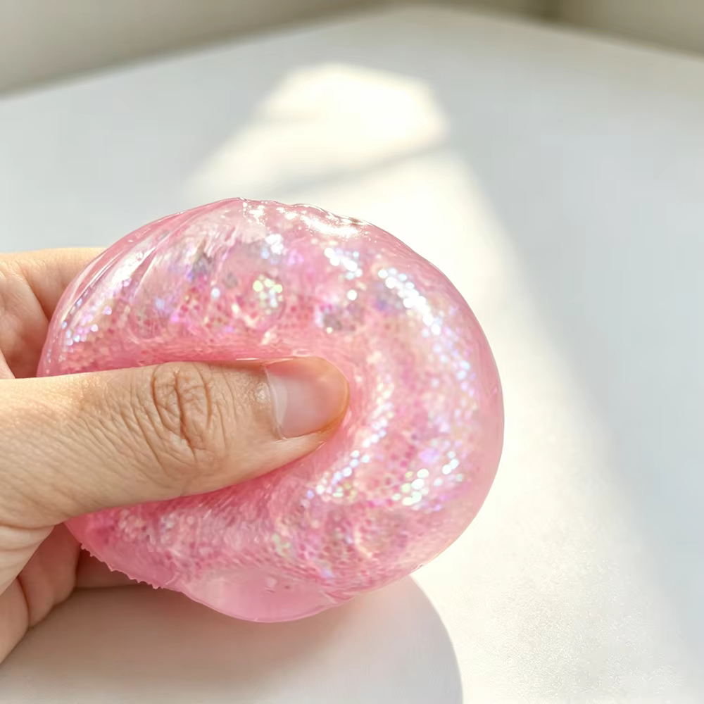 Jouet anti-stress en forme de bao bao vapeur avec perles et paillettes, jouet sensoriel souple et moelleux pour la décompression