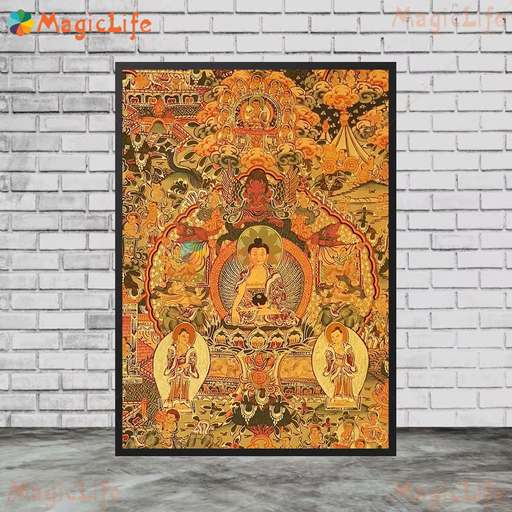 Bouddha roue de vie de la vie Sakyamuni Bodhisattva bouddhisme images murales pour salon affiche mur Art toile peinture sans cadre
