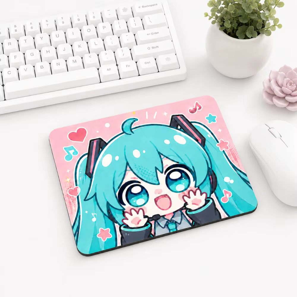 Tapis de souris Hatsune Miku, base en caoutchouc antidérapante, surface en tissu doux, tapis de bureau anime pour bureau/maison/PC