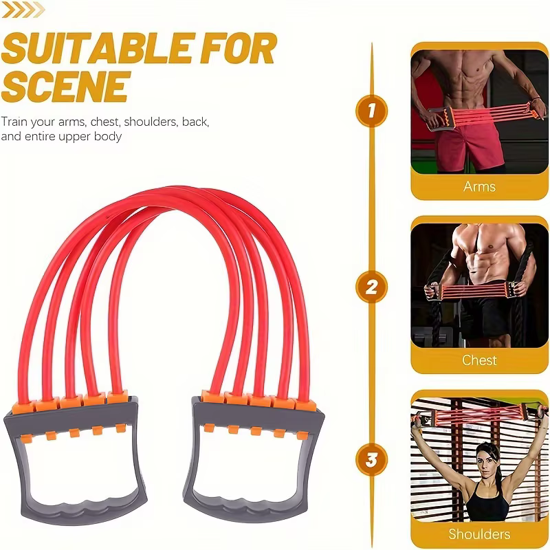 Ensemble d'entraînement complet du corps – Extenseur de poitrine avec 5 bandes de résistance amovibles pour Pilates