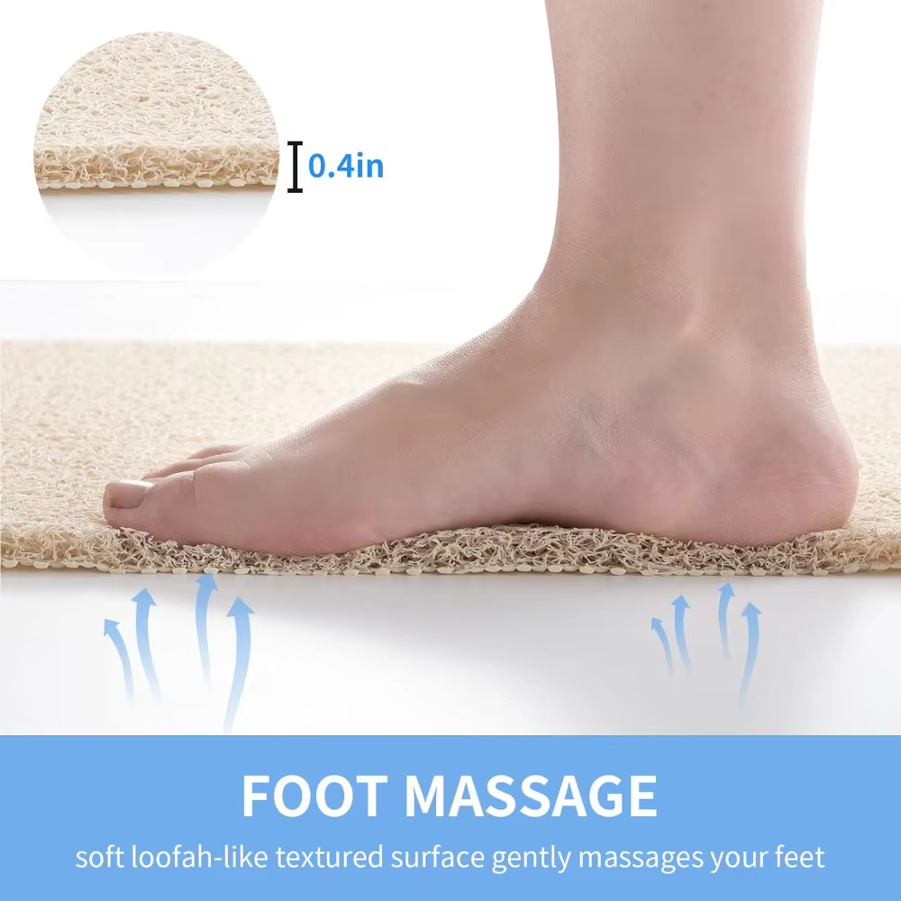 Nouveau tapis de bain antidérapant en PVC, tapis de douche à séchage rapide, tapis de massage pour les pieds, salle de bain