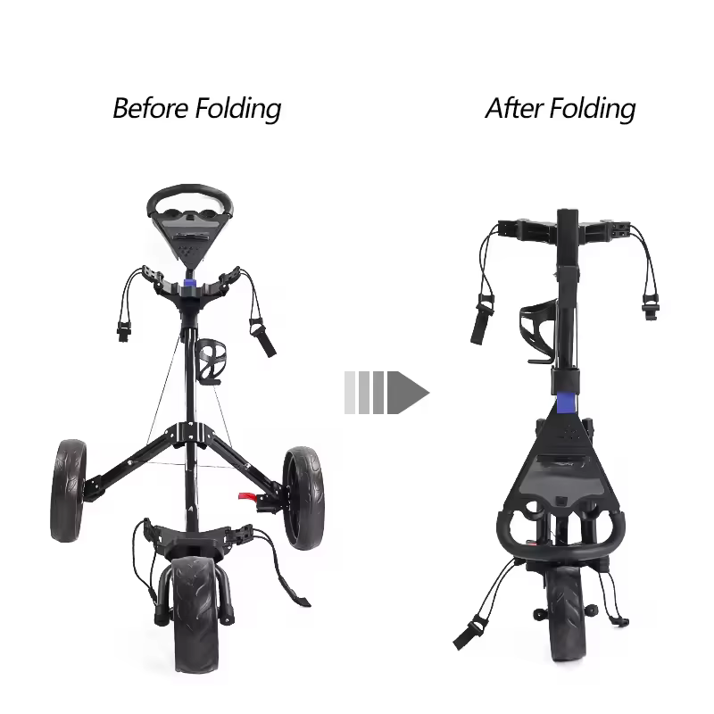 Chariot de golf pliable ultra-léger à 3 roues 2026 pour sac de golf, chariot de golf à pousser et à tirer à 3 roues, vente en gros