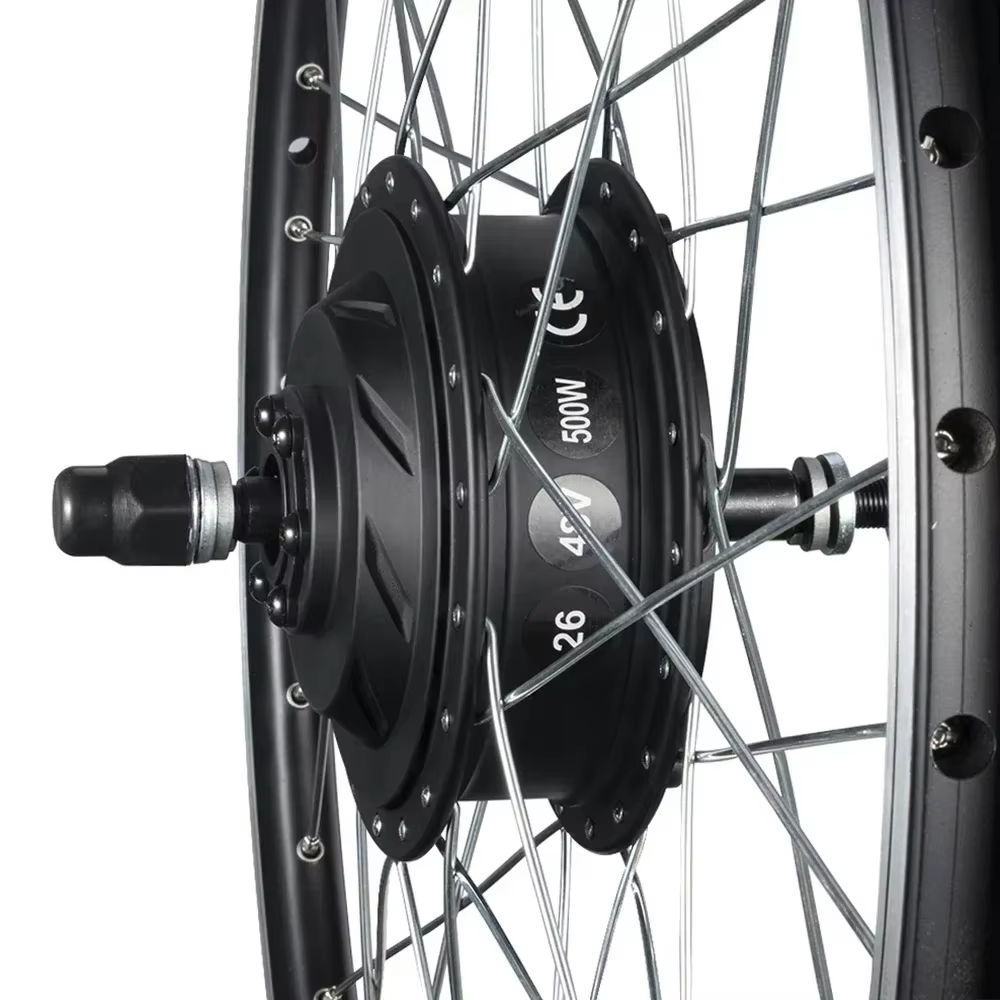 Kit de motorisation de vélo électrique, avec moteur intégré dans le moyeu de la roue, 36/48V, 500/350/1500W, 26/28 pouces