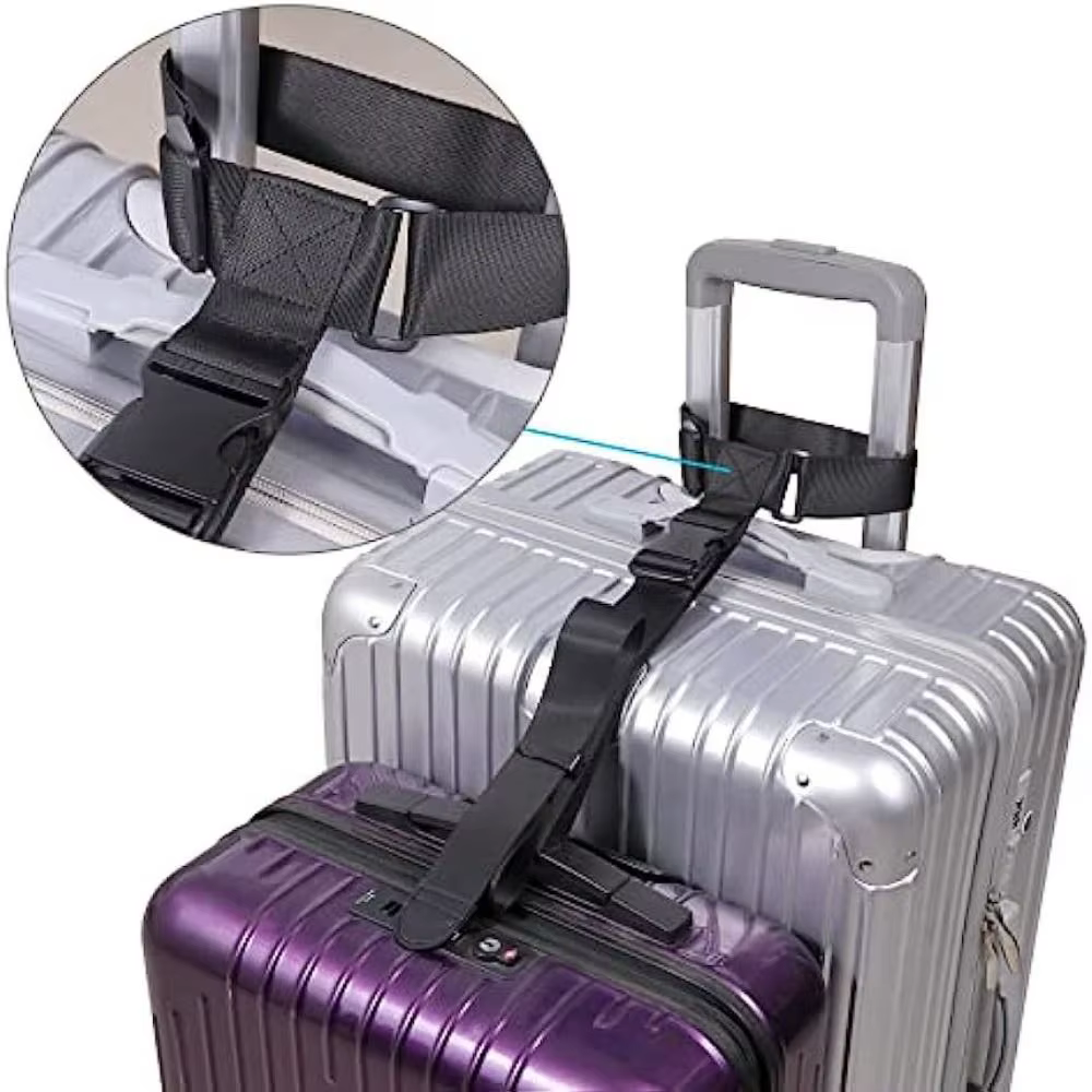 Sangles de bagages sangles d'emballage réglables accessoires de fixation de voyage pour connecter vos trois bagages ensemble