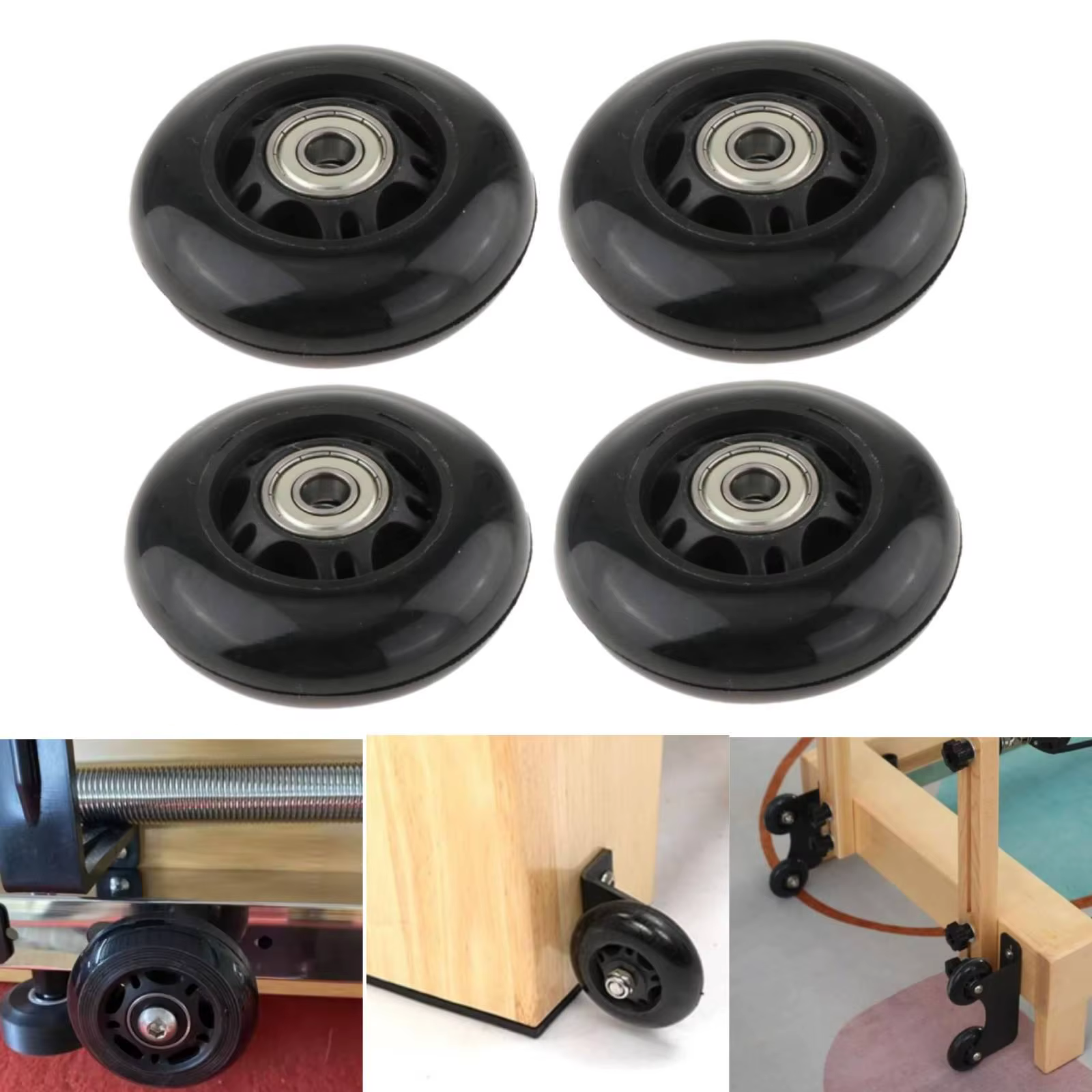 Accessoires pour Pilates Reformer : Ensemble de 4 roulettes silencieuses avec roulement pour lits et appareils