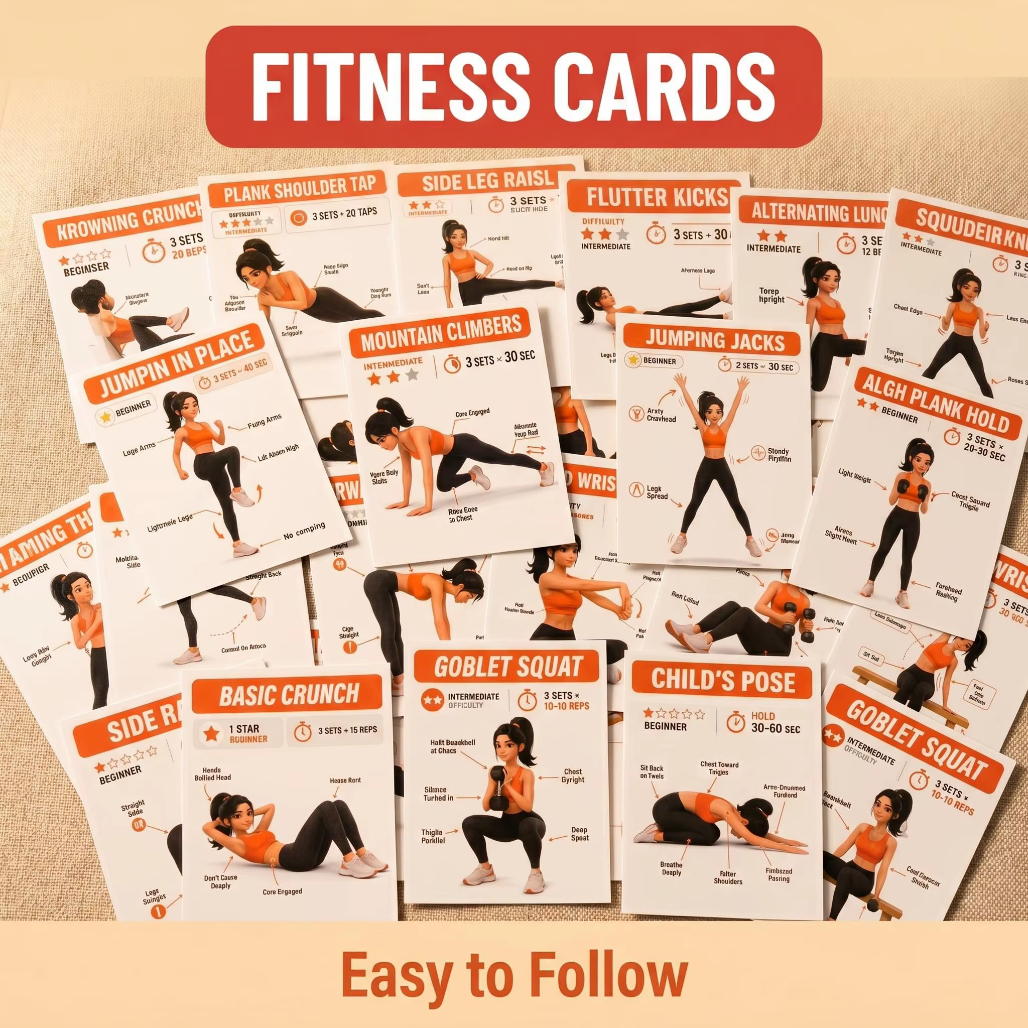 Cartes d'exercices amincissants pour débutants - Ensemble