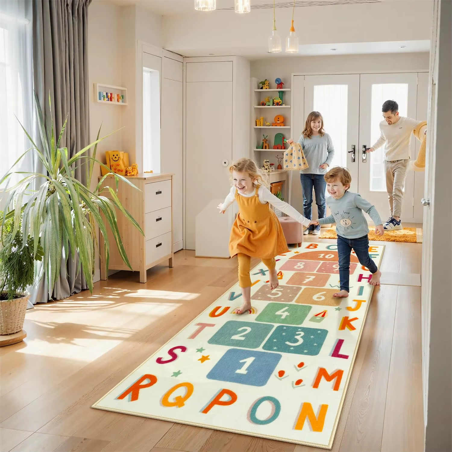 Tapis de jeu pour enfants lavable, coloré, avec lettres ABC et chiffres, tapis éducatif antidérapant pour salle de jeux, chambre et crèche