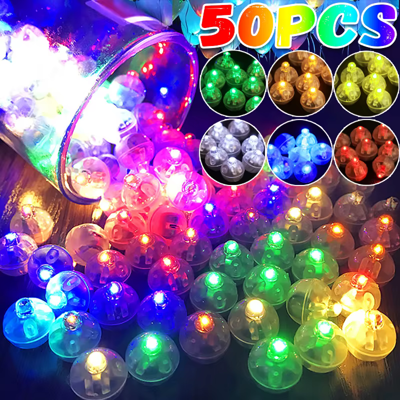 50pcs coloré brillant petite boule lampe LED Flash rond ballon lampe Mini gobelet boule lumière pour noël fête de mariage décor