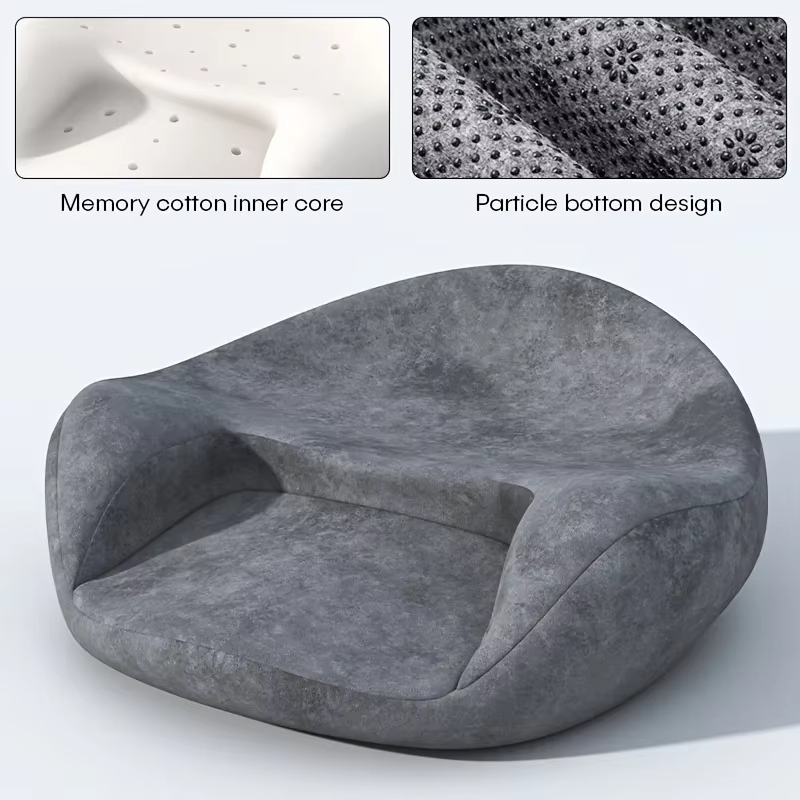 Coussin de méditation en mousse à mémoire de forme avec support ergonomique | Oreiller Zafu lavable gris pour le yoga