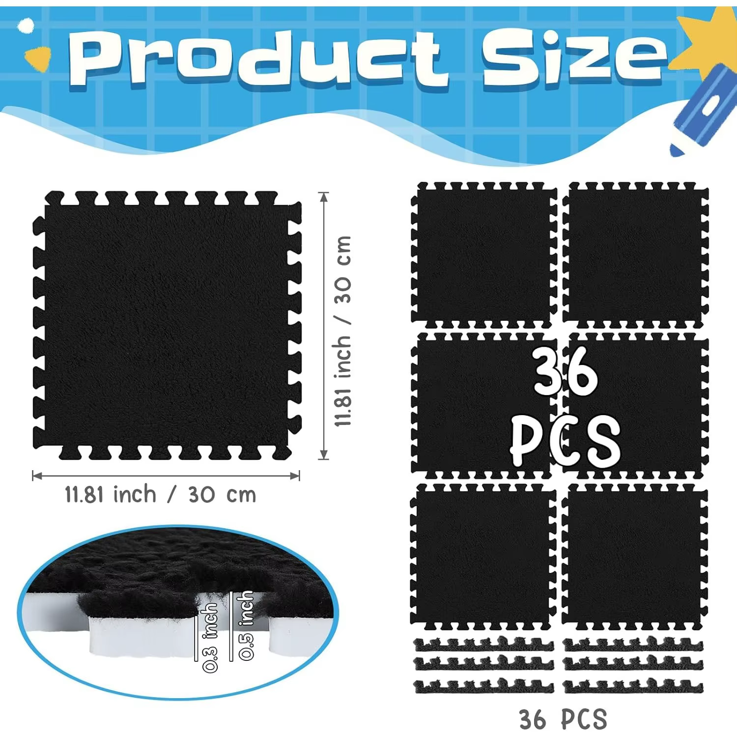 10/20 pièces de tapis de sol en mousse épaisse pour bébé, Puzzle doux et antidérapant, tapis de jeu pour bébé, adaptés à la décoration de la maison