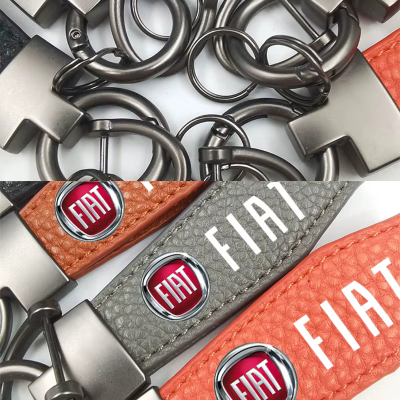 Porte-clés de voiture de luxe en cuir véritable, anneau cadeau pour Fiat Punto Abarth 500 Stilo Ducato Palio Bravo Doblo, accessoires de voiture