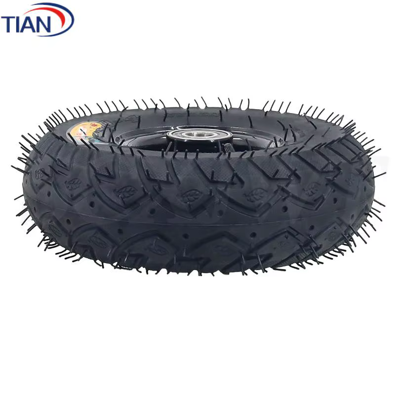 Roue gonflable de 10 pouces 350-4 pour chariot, roue pivotante silencieuse en caoutchouc pour chariot à plateau, roue gonflable pour chariot Tiger