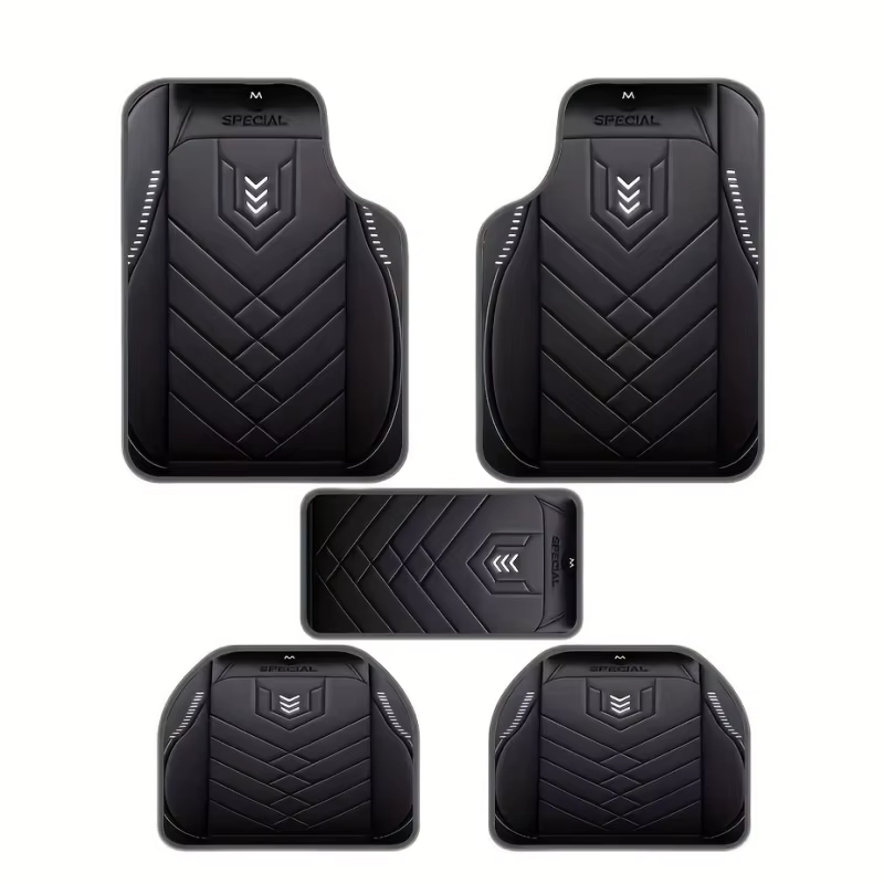 Tapis de sol de voiture 5 pièces-tapis de sol anti-salissure et résistant à l'usure, adapté à la plupart des véhicules, polyester durable, convient pour un usage domestique et en voiture