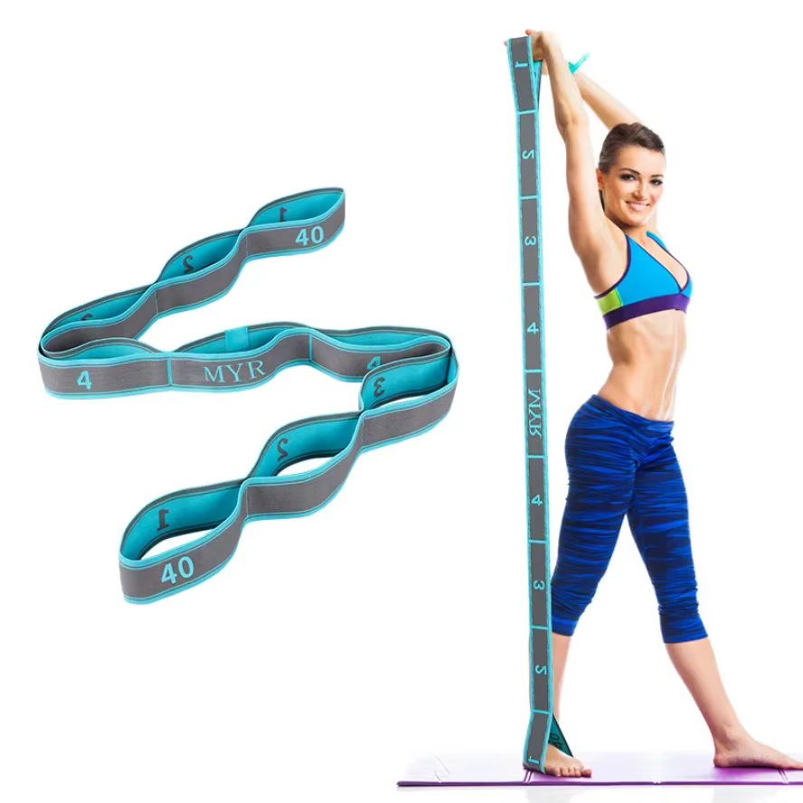 Sangle d'étirement élastique de yoga avec boucles