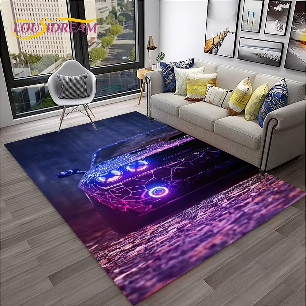 Tapis de voiture de course de sport Lea pour la maison, le salon, la chambre à coucher, la salle de jeux, le canapé, les virus de porte, la zone de jeu des enfants, les polymères de sol non ald