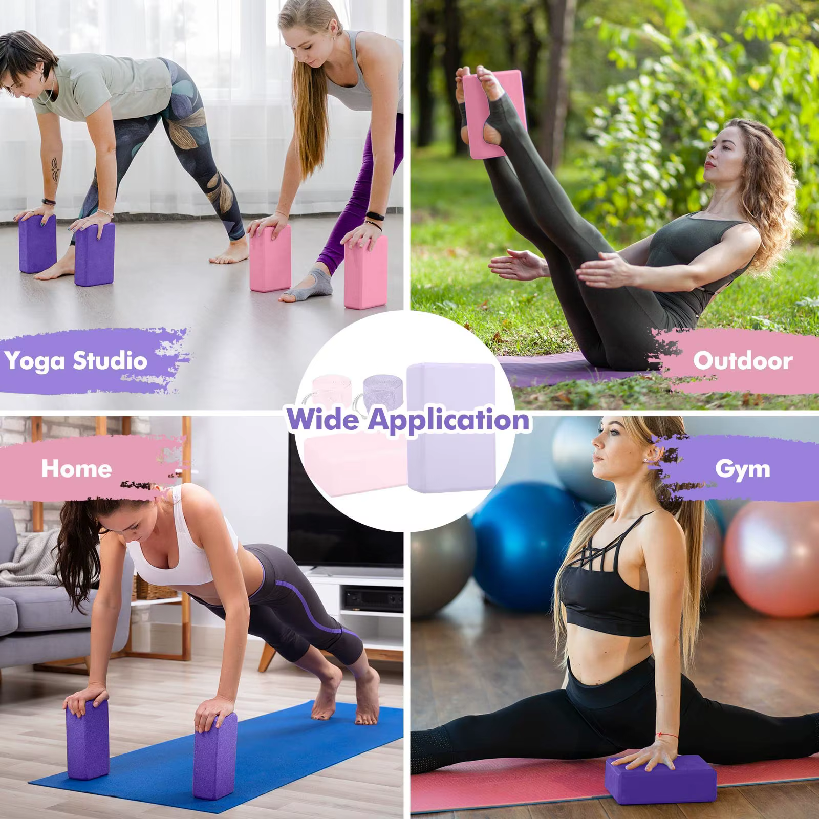 Blocs de yoga avec sangle d'étirement