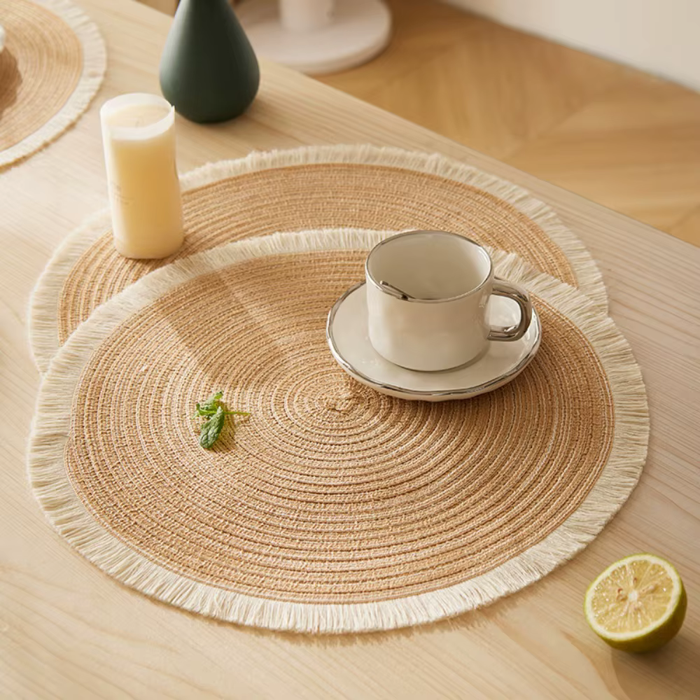 Ensemble de 4 pièces de napperon de 38cm, tapis de protection de table antidérapant, respectueux de l'environnement, rond, Anti-brûlure