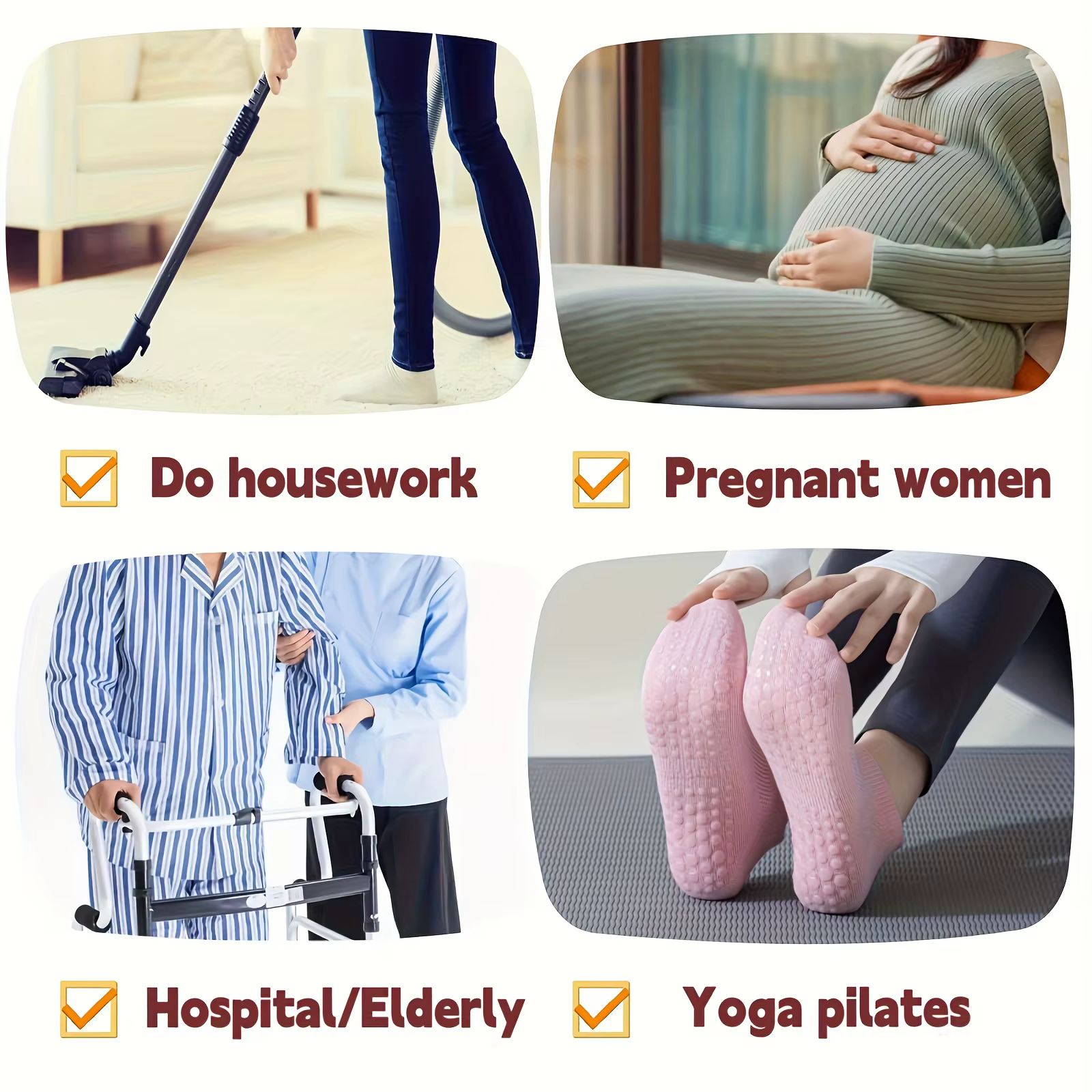 3 paires de chaussettes Pilates à poignée pour femmes