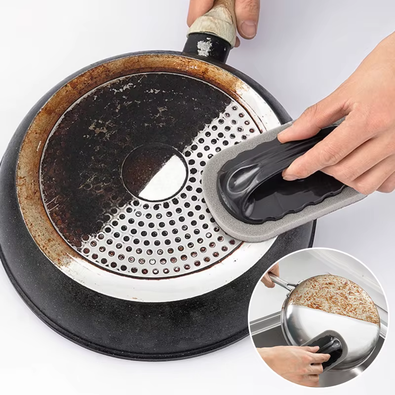Éponge magique émeri, brosse, lingette, gomme, nettoyeur, cuisine, bain, rouille, forte décontamination, outils de nettoyage avec poignée, outils ménagers