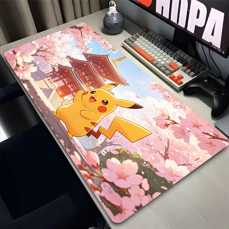 Tapis de souris Pokemon pour ordinateur, rose pastel, sakura Pikachu, tapis de clavier pour Gamer, pliable, Portable, antidérapant, pour jeu