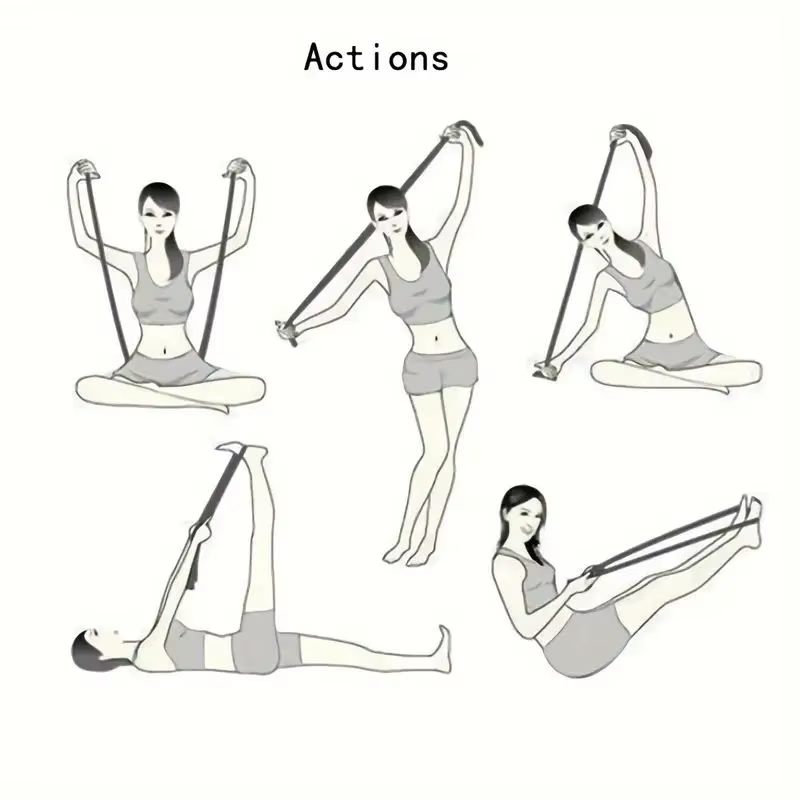 Bande élastique de yoga avec 8 anneaux indépendants