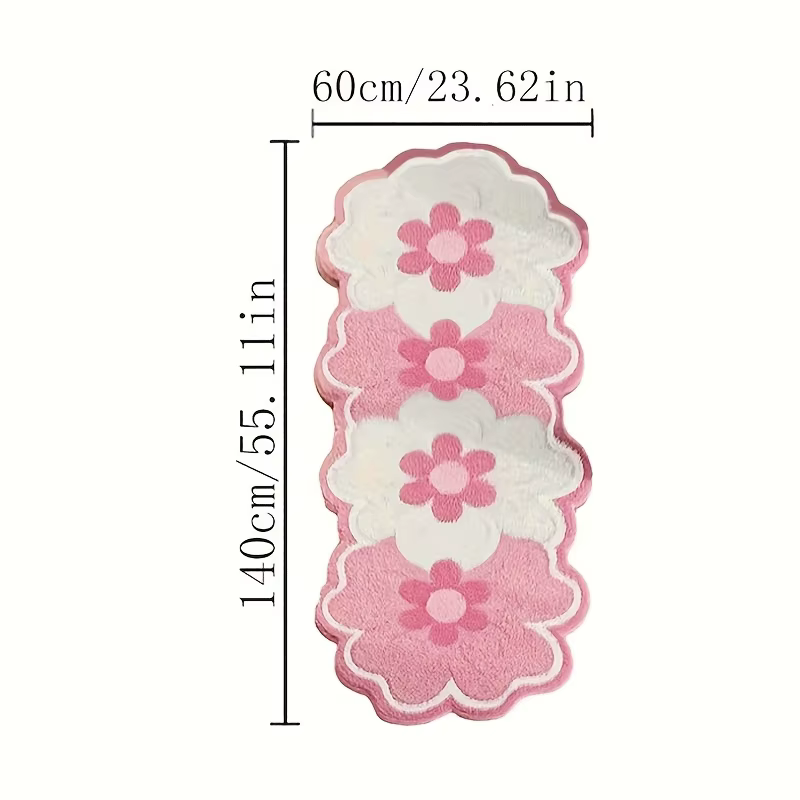 VIKAMA Tapis de chevet en forme de fleur rose