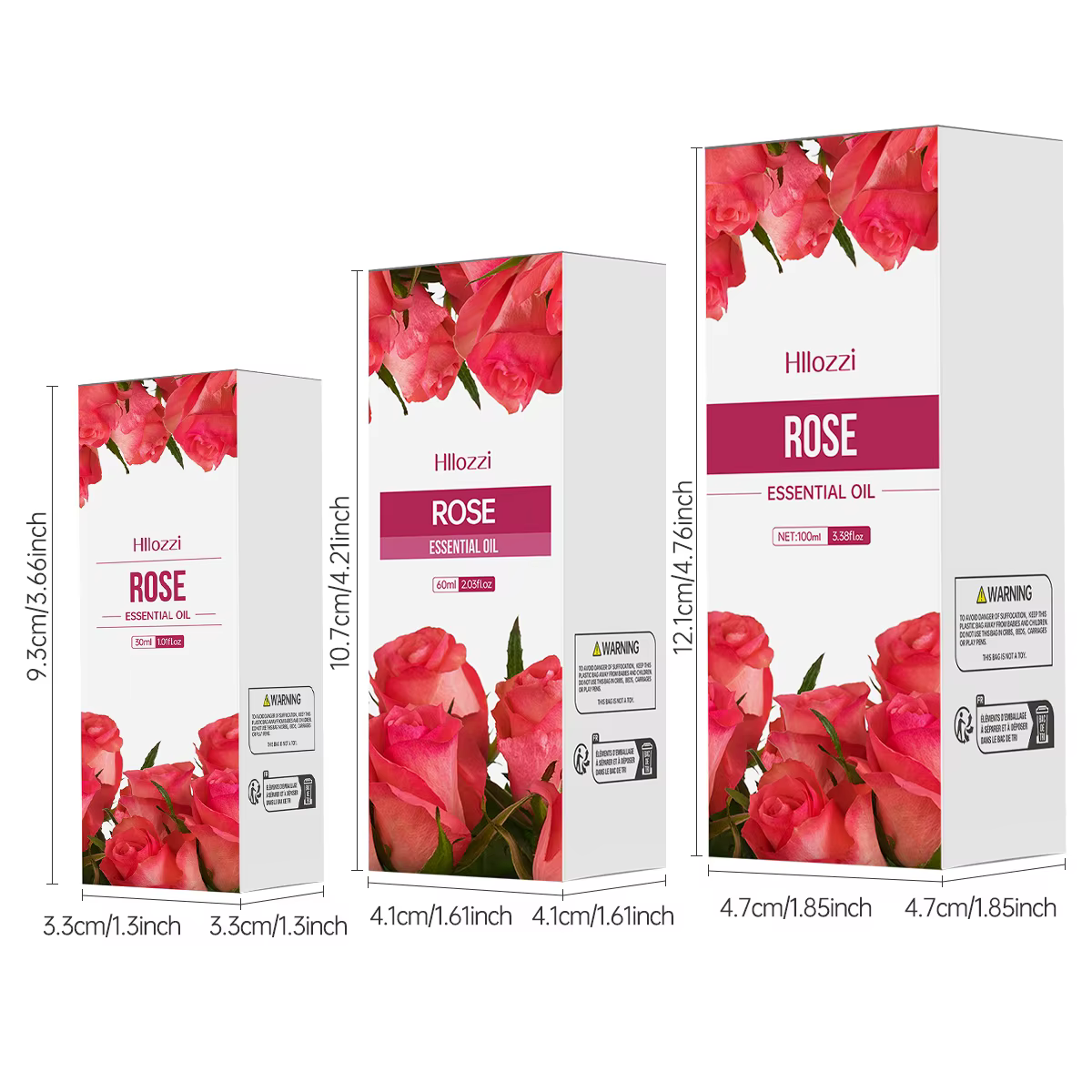 100 ml/60 ml/30 ml huile essentielle de rose soins de la peau parfum aromathérapie