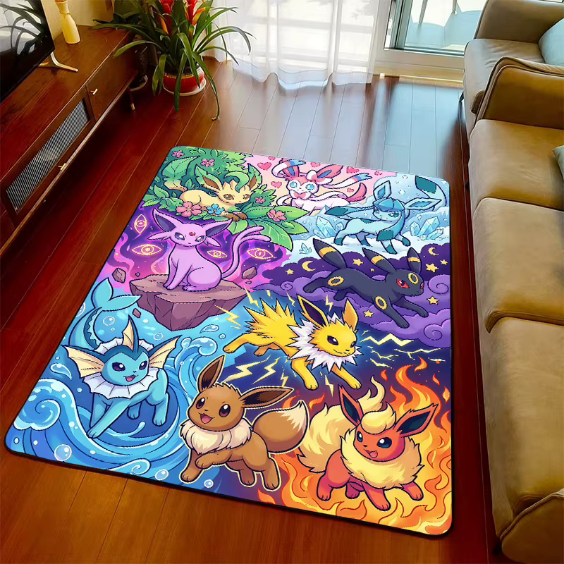 Tapis Pokemon, tapis de sol Anime, surface douce, fond antidérapant pour décoration de salon et de chambre à coucher -QJY
