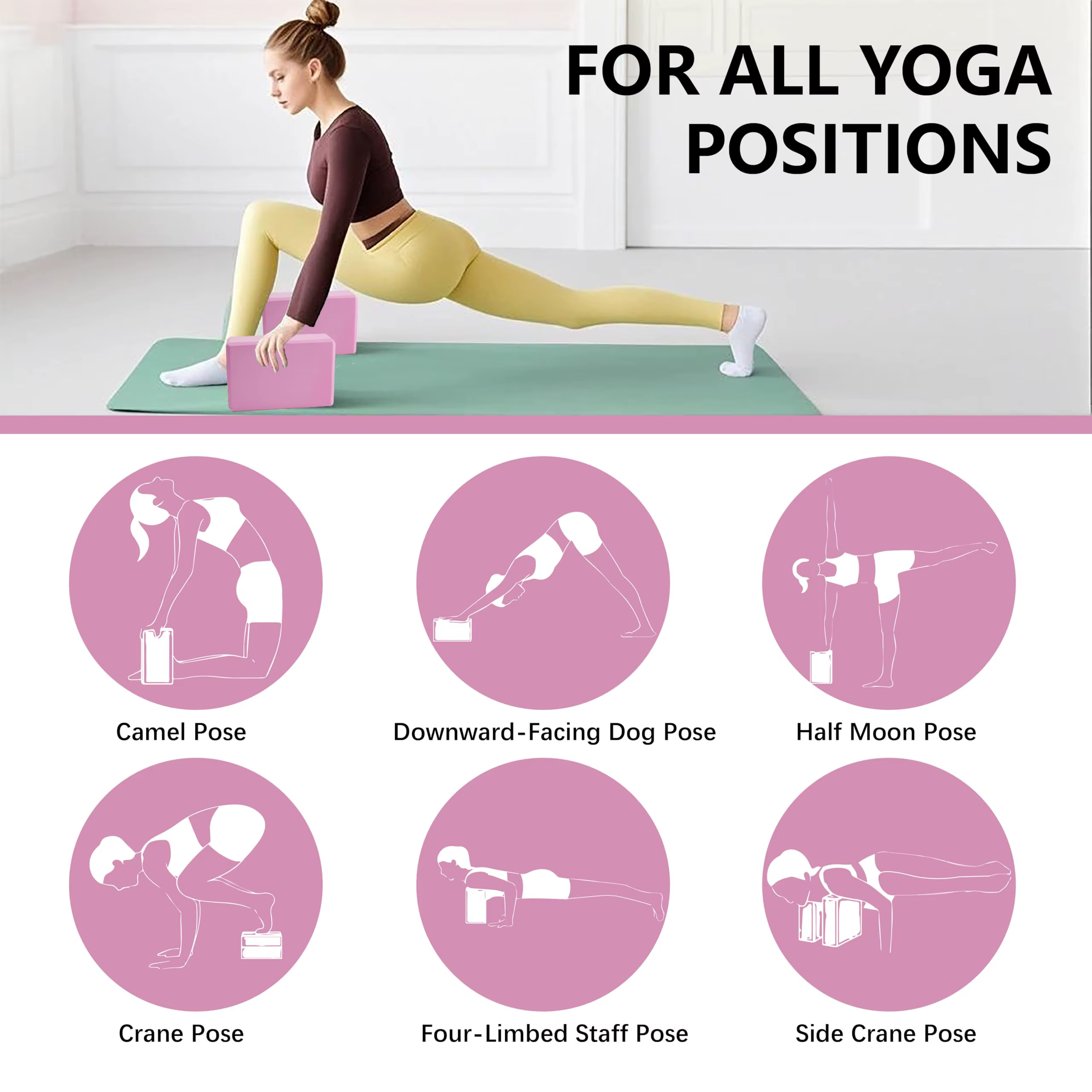 Blocs de yoga, cubes, briques de Pilates, tapis de renforcement, fournitures de yoga sportif, équipement d'exercice à domicile, fitness en EVA