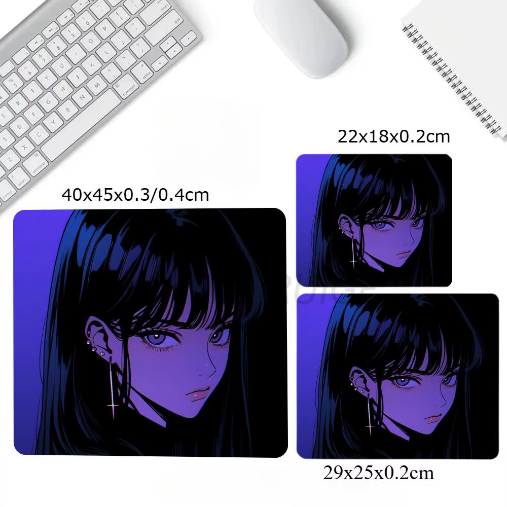 Tapis de souris Anime filles 40x45, grand carré, pour ordinateur de bureau, Table de jeu, en caoutchouc, antidérapant, 22x18, petits tapis de bureau décoratifs