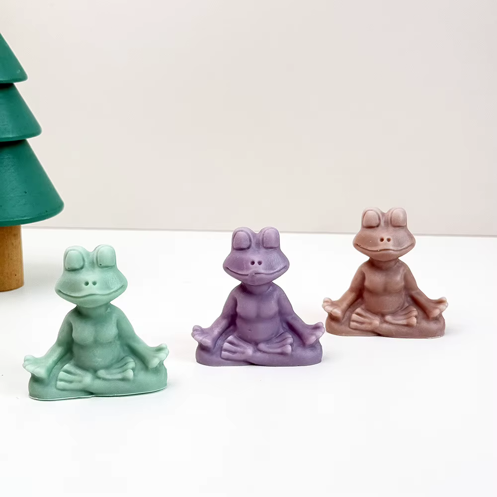 Méditation grenouille bougie Silicone moules bricolage à la main arôme Yoga ornement gypse plâtre moule artisanat Art