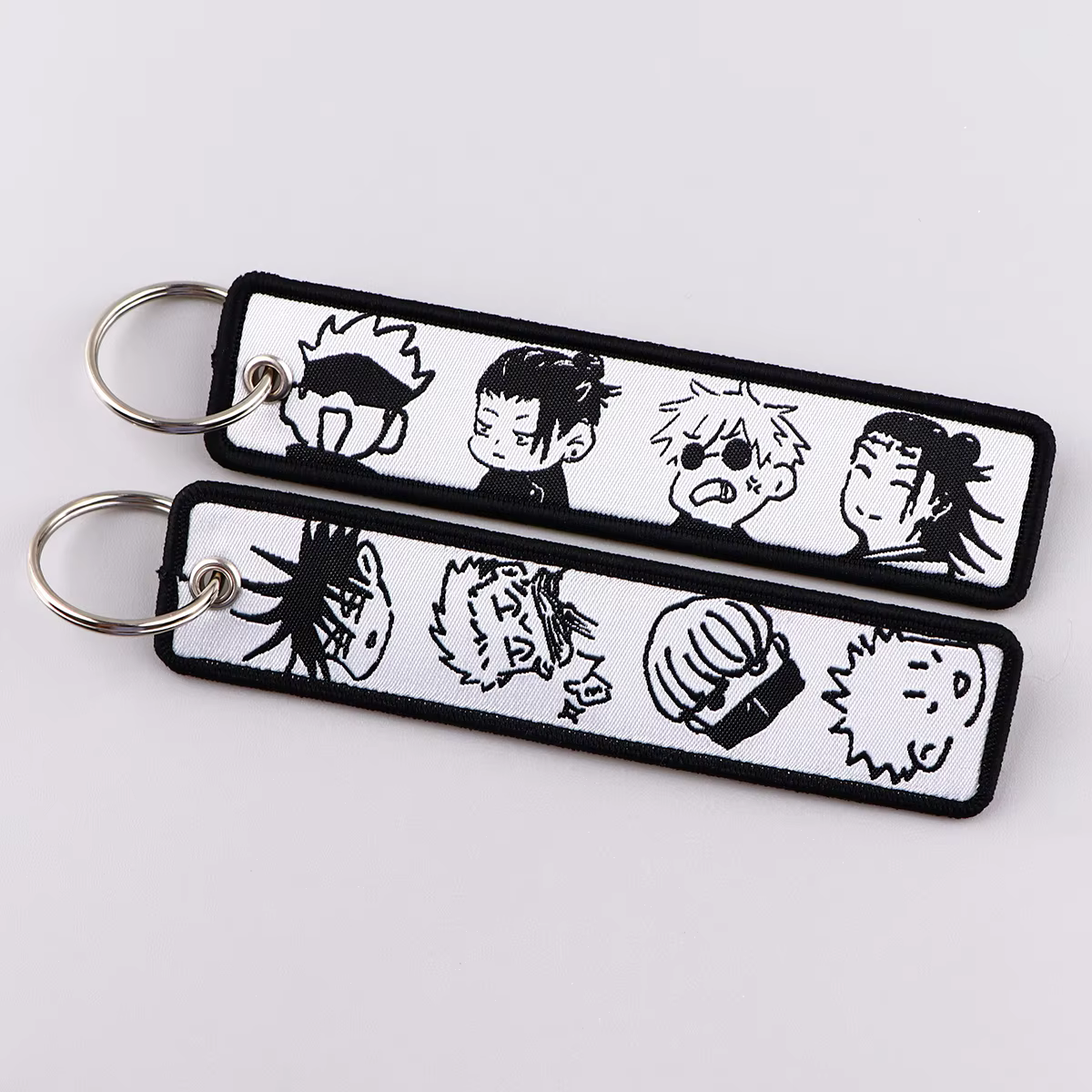 Porte-clés brodés Anime, étiquettes de clés Manga, porte-clés pour femmes et hommes, porte-clés de voiture, accessoires de cosplay, cadeau pour fans Chaveiro
