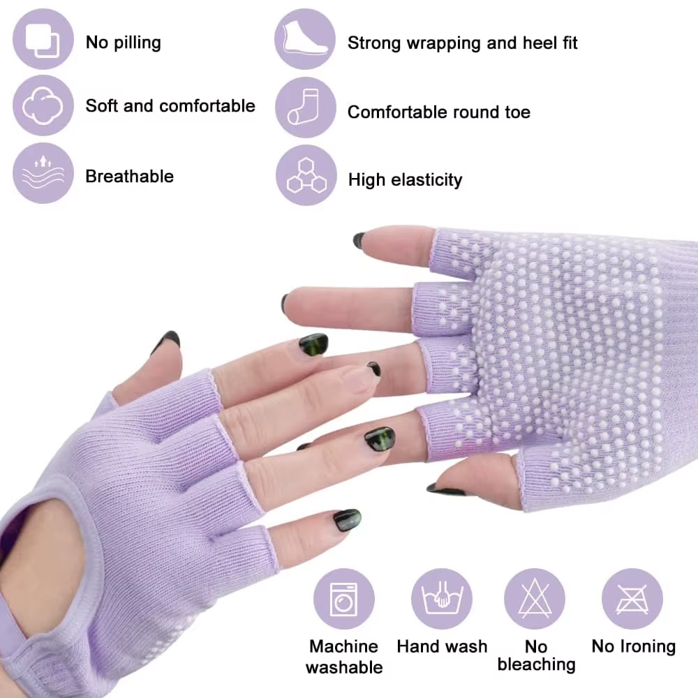 Gants de Yoga antidérapants demi-doigt pour femmes