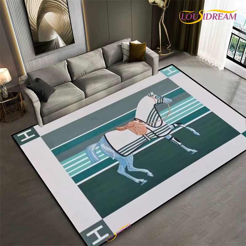 Tapis cheval à cadre ethnique pour salon, chambre à coucher, cuisine, tapis de sol antidérapant pour enfants, cadeau d'anniversaire, accessoires de photographie