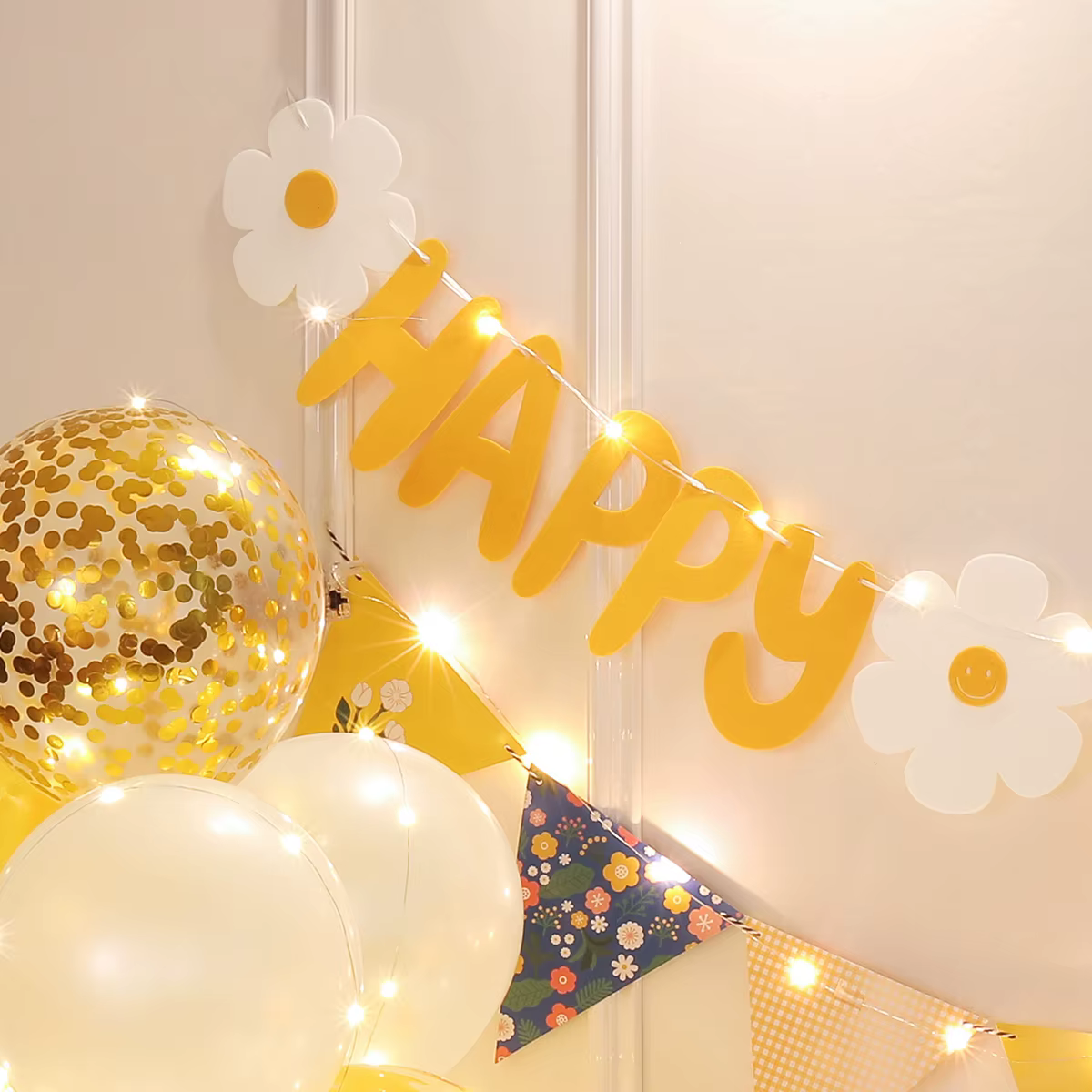 Ensemble de décoration de ballons pour fête d'anniversaire, marguerite florale jaune