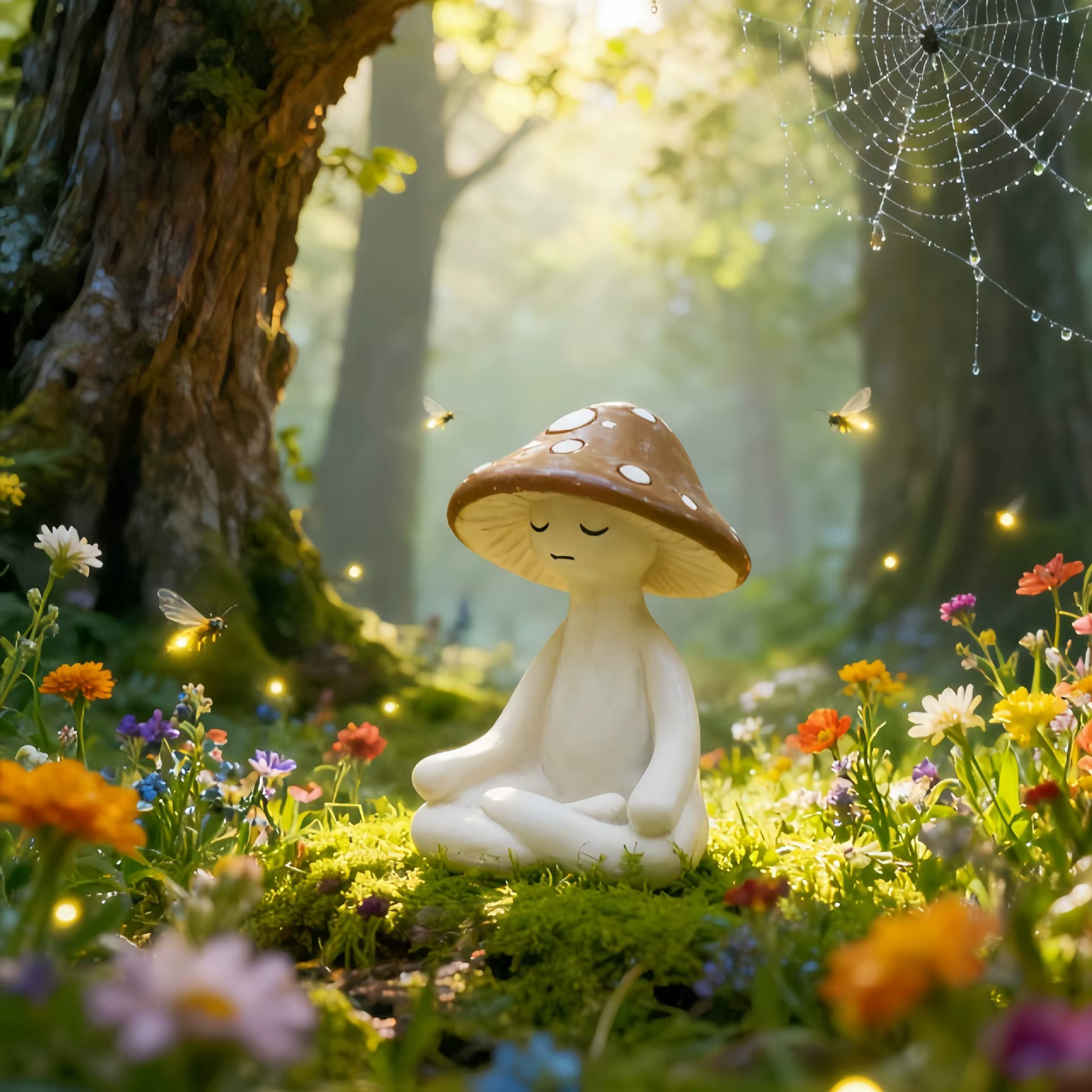 Ornement en résine en forme de champignon pour la méditation